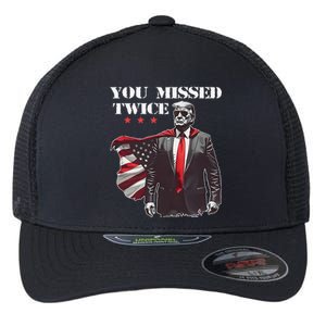 Trump Assassination Attempt Trump 2024 You Missed Twice Flexfit Unipanel Trucker Cap