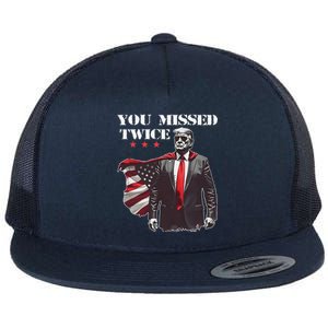 Trump Assassination Attempt Trump 2024 You Missed Twice Flat Bill Trucker Hat