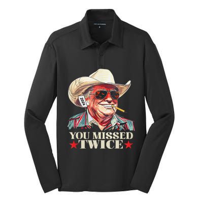 Trump Assassination Attempt Trump 2024 You Missed Twice Silk Touch Performance Long Sleeve Polo