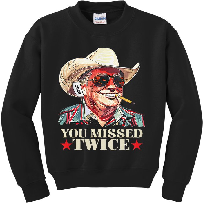 Trump Assassination Attempt Trump 2024 You Missed Twice Kids Sweatshirt