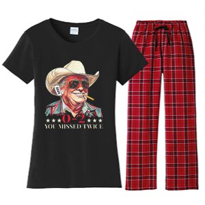 Trump Assassination Attempt Trump 2024 You Missed Twice Women's Flannel Pajama Set