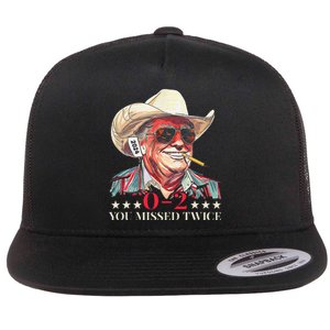 Trump Assassination Attempt Trump 2024 You Missed Twice Flat Bill Trucker Hat