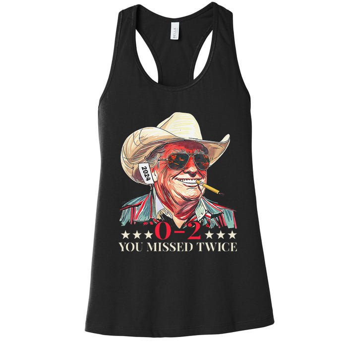 Trump Assassination Attempt Trump 2024 You Missed Twice Women's Racerback Tank