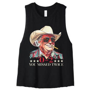 Trump Assassination Attempt Trump 2024 You Missed Twice Women's Racerback Cropped Tank