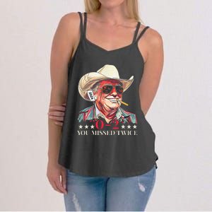 Trump Assassination Attempt Trump 2024 You Missed Twice Women's Strappy Tank