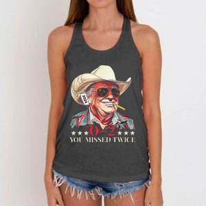 Trump Assassination Attempt Trump 2024 You Missed Twice Women's Knotted Racerback Tank