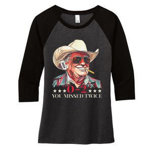 Trump Assassination Attempt Trump 2024 You Missed Twice Women's Tri-Blend 3/4-Sleeve Raglan Shirt