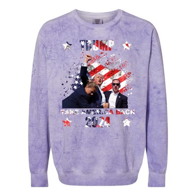 Trump Assassination Attempt Take America Back 2024 Colorblast Crewneck Sweatshirt