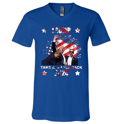 Trump Assassination Attempt Take America Back 2024 V-Neck T-Shirt