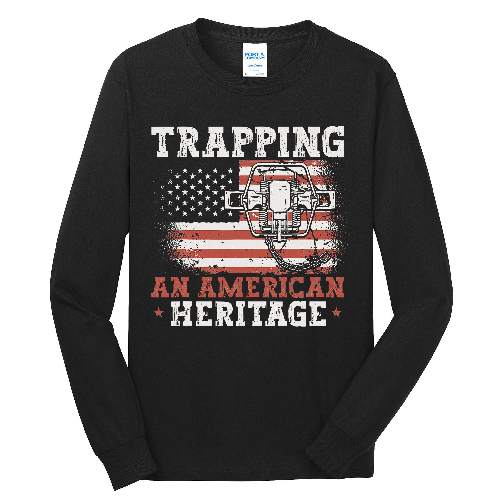 Trapping An American Heritage Trap Hunting Trapper Tall Long Sleeve T-Shirt
