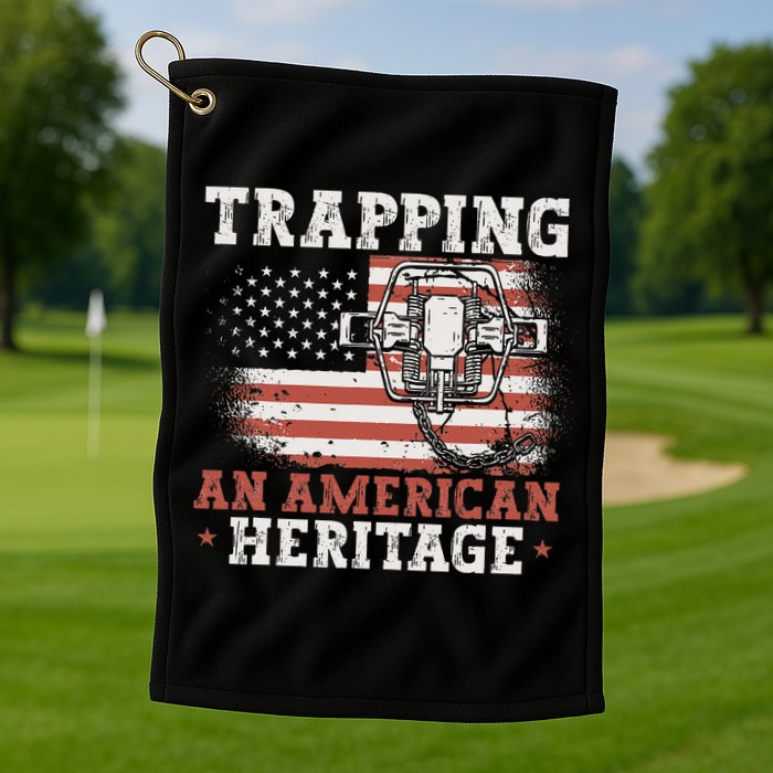 Trapping An American Heritage Trap Hunting Trapper Golf Towel