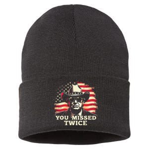 Trump Assassination Attempt Trump 2024 You Missed Twice Sustainable Knit Beanie