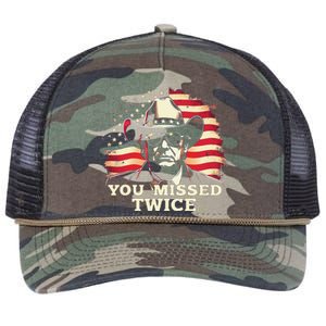 Trump Assassination Attempt Trump 2024 You Missed Twice Retro Rope Trucker Hat Cap