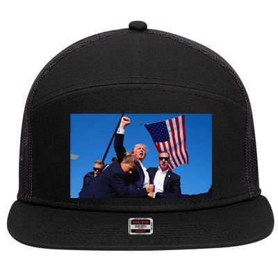 Trump Assassination Attempt Fight! 7 Panel Mesh Trucker Snapback Hat