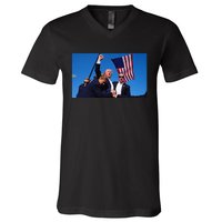 Trump Assassination Attempt Fight! V-Neck T-Shirt