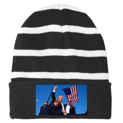 Trump Assassination Attempt Fight! Striped Beanie with Solid Band