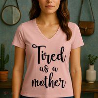 Tired As A Mother Funny Women's V-Neck T-Shirt