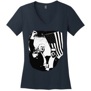 Trump Assassination Attempt Photo 2024 Women's V-Neck T-Shirt