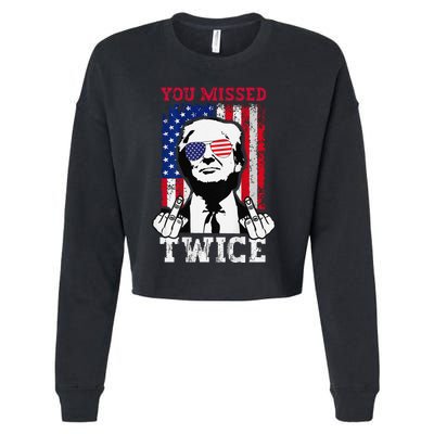 Trump Assassination Attempt Trump 2024 You Missed Twice Cropped Pullover Crew