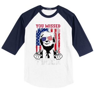 Trump Assassination Attempt Trump 2024 You Missed Twice Baseball Sleeve Shirt