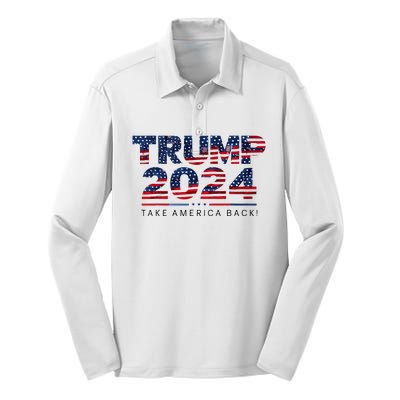 Take America Back Daddys Home Trump Bootleg Style Silk Touch Performance Long Sleeve Polo