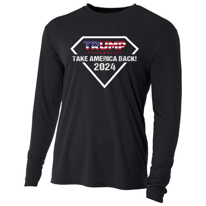 Take America Back American Flag | Trump 2024 Cooling Performance Long Sleeve Crew