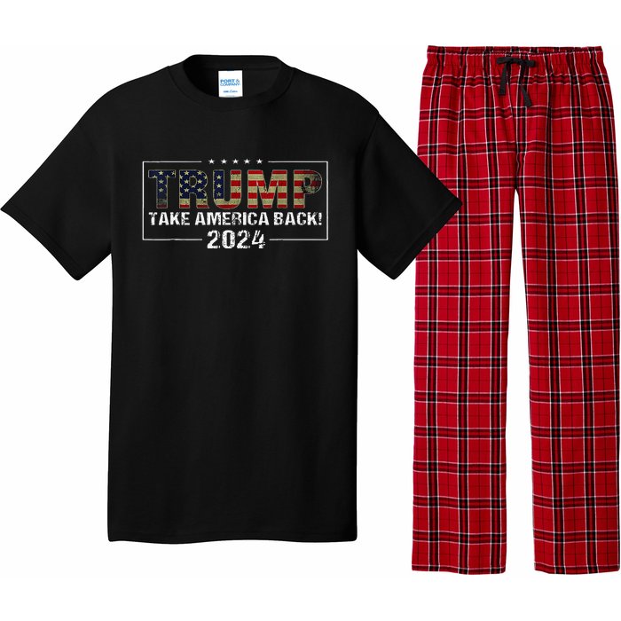 Take America Back Trump 2024 American Flag Design Pajama Set