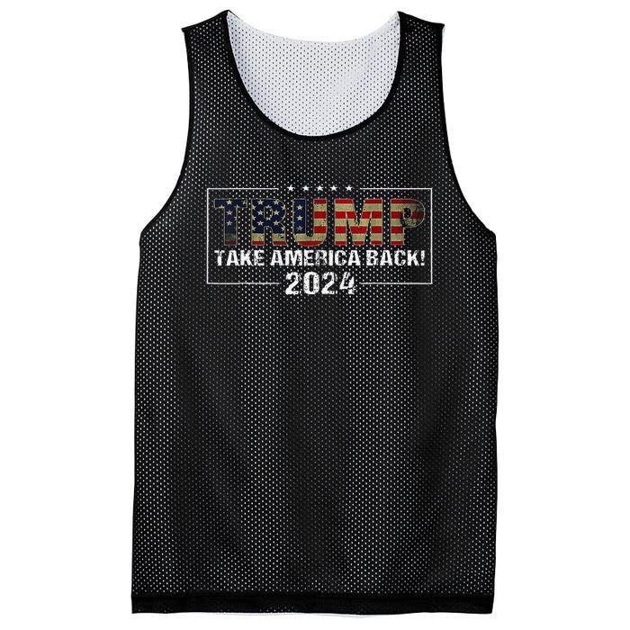 Take America Back Trump 2024 American Flag Design Mesh Reversible Basketball Jersey Tank