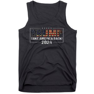 Take America Back Trump 2024 American Flag Design Tank Top