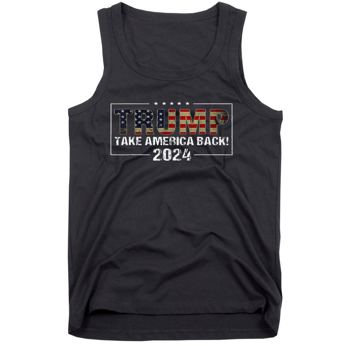 Take America Back Trump 2024 American Flag Design Tank Top