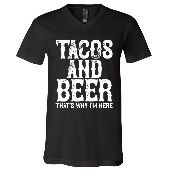 TACOS AND BEER Drinking Drunk Cinco De Mayo Gift V-Neck T-Shirt