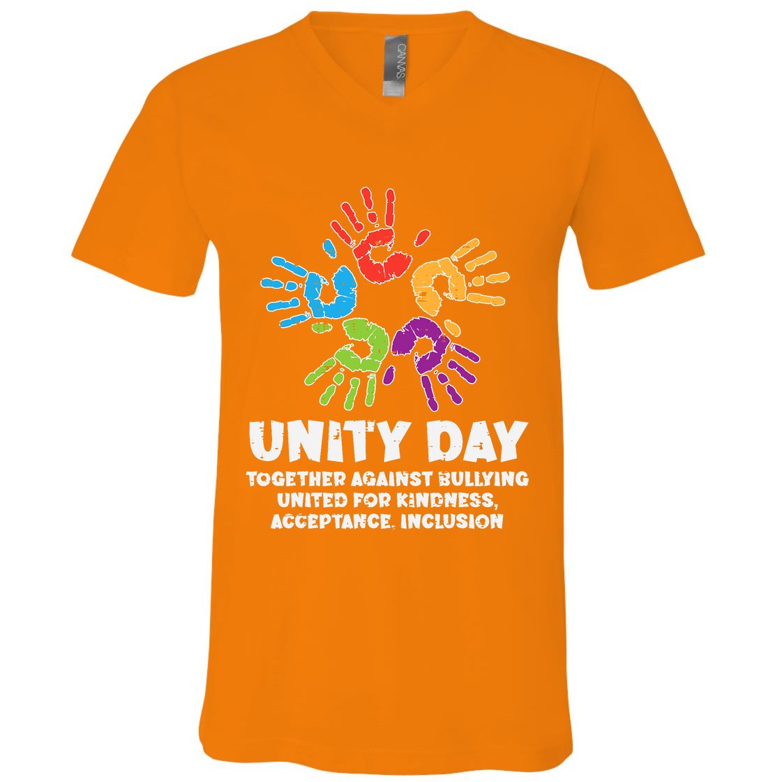 Together Against Bullying Orange Anti Bullying Unity Day Kids V-Neck T-Shirt