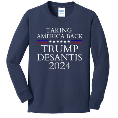 Taking America Back Trump DeSantis 2024 Kids Long Sleeve Shirt