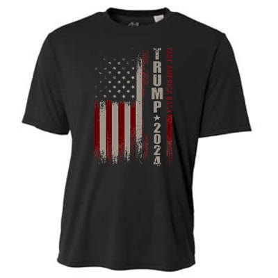 Take America Back Trump 2024 With American Flag Cooling Performance Crew T-Shirt