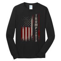 Take America Back Trump 2024 With American Flag Tall Long Sleeve T-Shirt