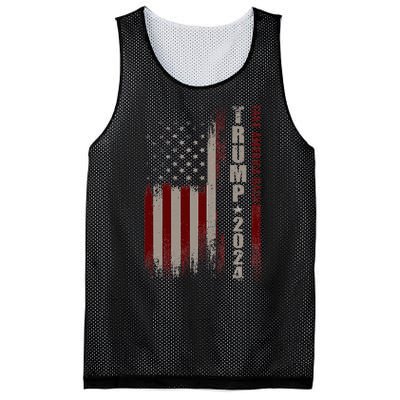 Take America Back Trump 2024 With American Flag Mesh Reversible Basketball Jersey Tank