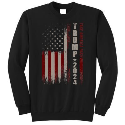 Take America Back Trump 2024 With American Flag Tall Sweatshirt