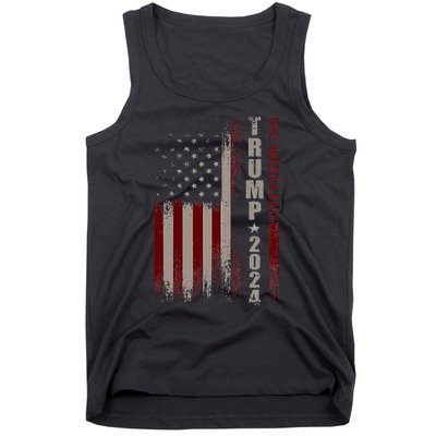 Take America Back Trump 2024 With American Flag Tank Top