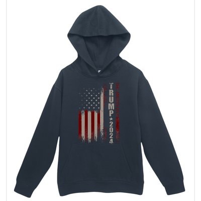 Take America Back Trump 2024 With American Flag Urban Pullover Hoodie