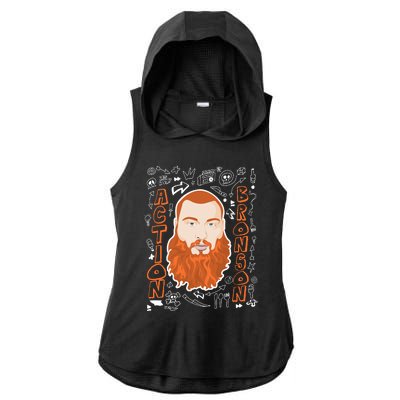 The Action Bronson Cool Vector Design Ladies PosiCharge Tri-Blend Wicking Draft Hoodie Tank