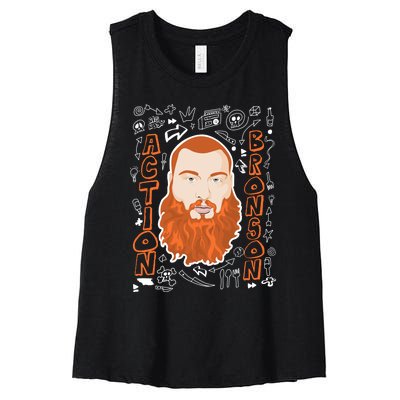 The Action Bronson Cool Vector Design Women's Racerback Cropped Tank