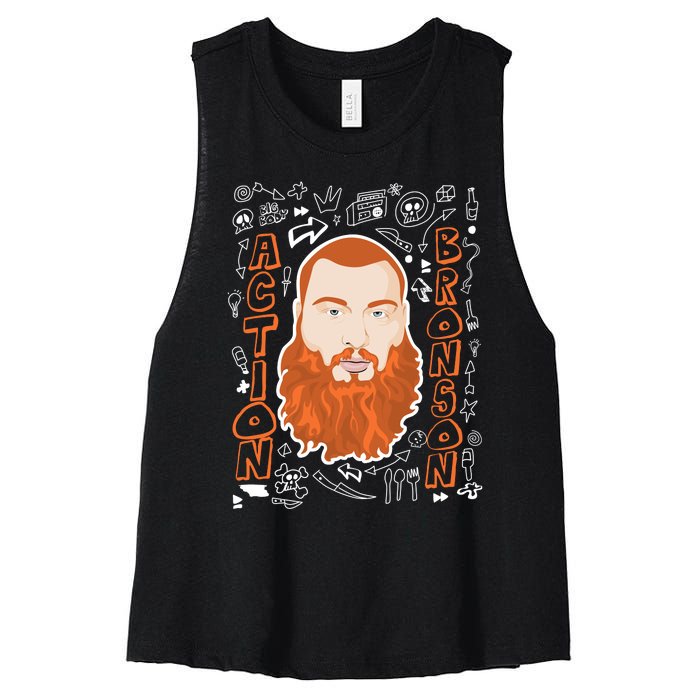 The Action Bronson Cool Vector Design Women's Racerback Cropped Tank