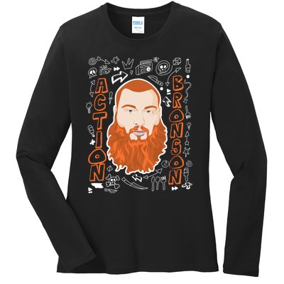 The Action Bronson Cool Vector Design Ladies Long Sleeve Shirt