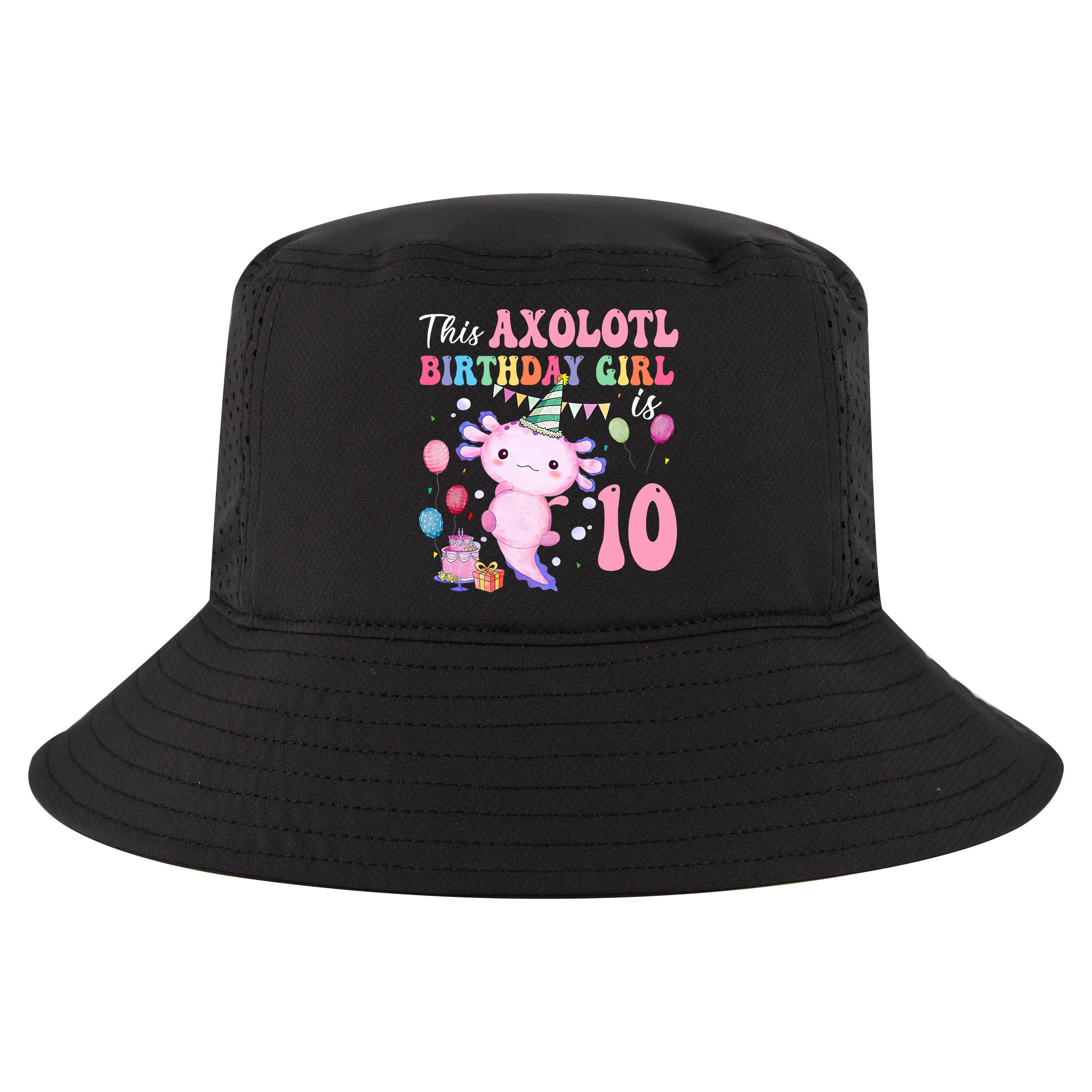 This Axolotl Birthday Girl Is 10 Years Old 10th Bday Party Cool Comfort Performance Bucket Hat