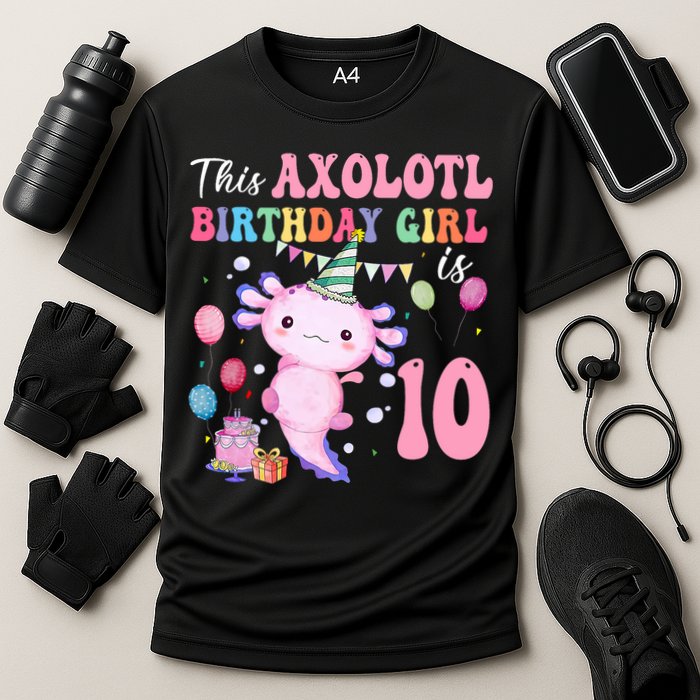 This Axolotl Birthday Girl Is 10 Years Old 10th Bday Party Cooling Performance Crew T-Shirt