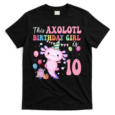 This Axolotl Birthday Girl Is 10 Years Old 10th Bday Party T-Shirt