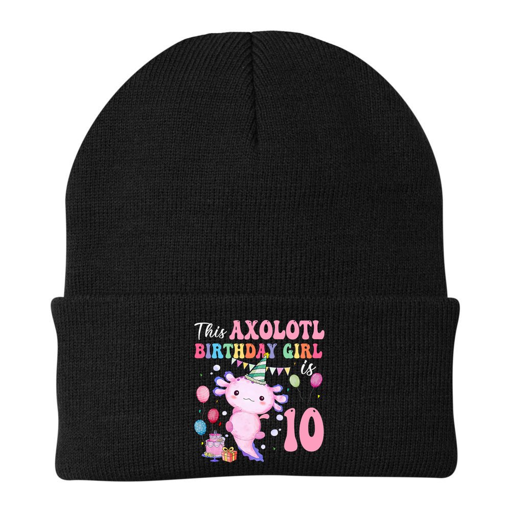 This Axolotl Birthday Girl Is 10 Years Old 10th Bday Party Beanie