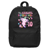 This Axolotl Birthday Girl Is 10 Years Old 10th Bday Party 16 in Basic Backpack