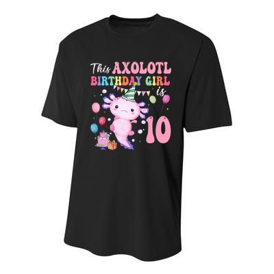 This Axolotl Birthday Girl Is 10 Years Old 10th Bday Party Youth Performance Sprint T-Shirt