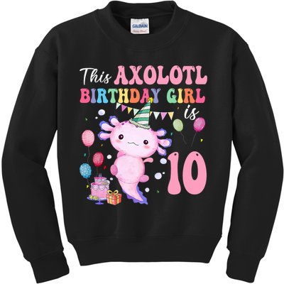 This Axolotl Birthday Girl Is 10 Years Old 10th Bday Party Kids Sweatshirt